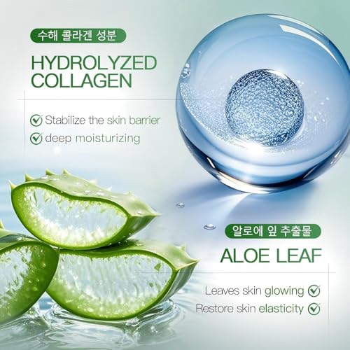 Collagen Face Mask, Hydrating Face Mask 3-Color Sheet Mask with Ceramide and Hyaluronic Acid, Deep Moisturizing & Plumping Facial Mask, Triple Effect 5PCS, Gentle & Nourishing for All Skin Types — view 3