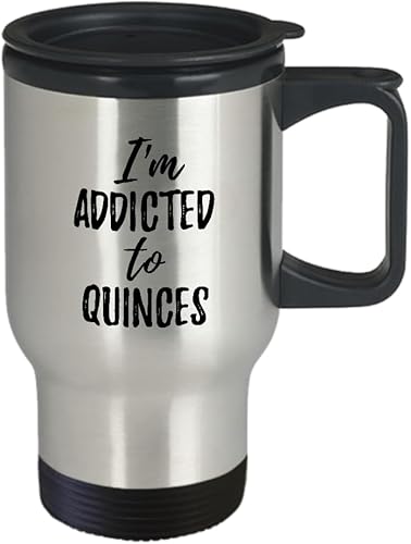 Miniatura 2 de I'm Addicted To Quinces Travel Mug Funny Food Lover Gift Coffee Tea Car Commuter Insulated Lid 14 Oz
