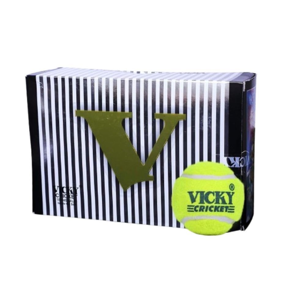 Vicky Cricket Tennis Ball - Pack of 6, Green, Standard Size, Durable Rubber Material, Ideal for Practice and Casual Play-picture-12
