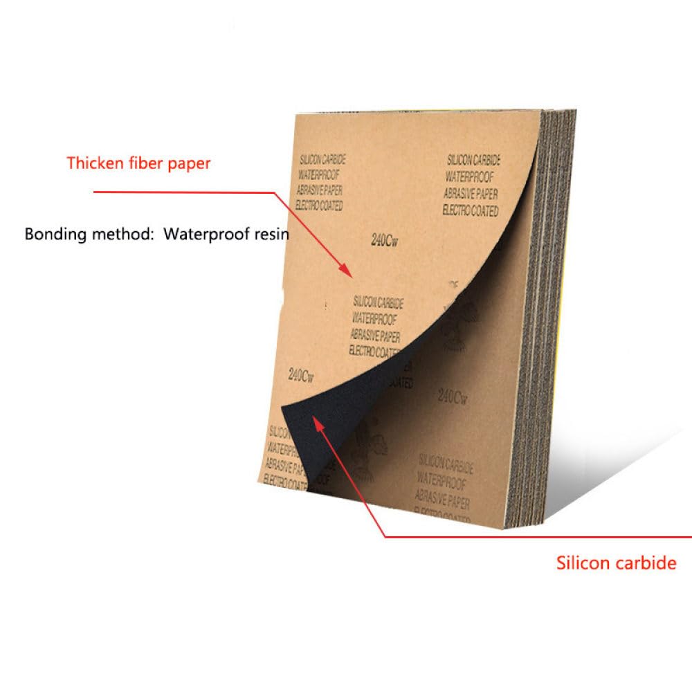 12 pezzi/set carta vetrata 400/600/3000/800/1000/1200/1500/2000 carta vetrata a grana acqua/carta abrasiva a secco strumenti abrasivi, grana 220, 12 pezzi