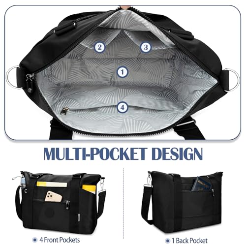 Teuen 11235 Travel Duffel Bag Gym Bag For Women, Waterproof Nylon Weekender Overnight Bag Personal Item Carry On Bags For Airplanes Hospital Sports Mommy Tote Bag Workout Dance Luggage Bag thumb #3