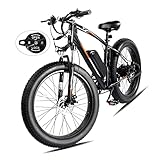 PEXMOR Electric Bike for Adults, 500W 48V 13AH Removable Battery Ebike, 50Miles 20MPH 26' Fat Tire Adult Electric Bicycle, Electric Mountain Bike Snow Beach Commuter E-Bike,7 Speed,UL Certified