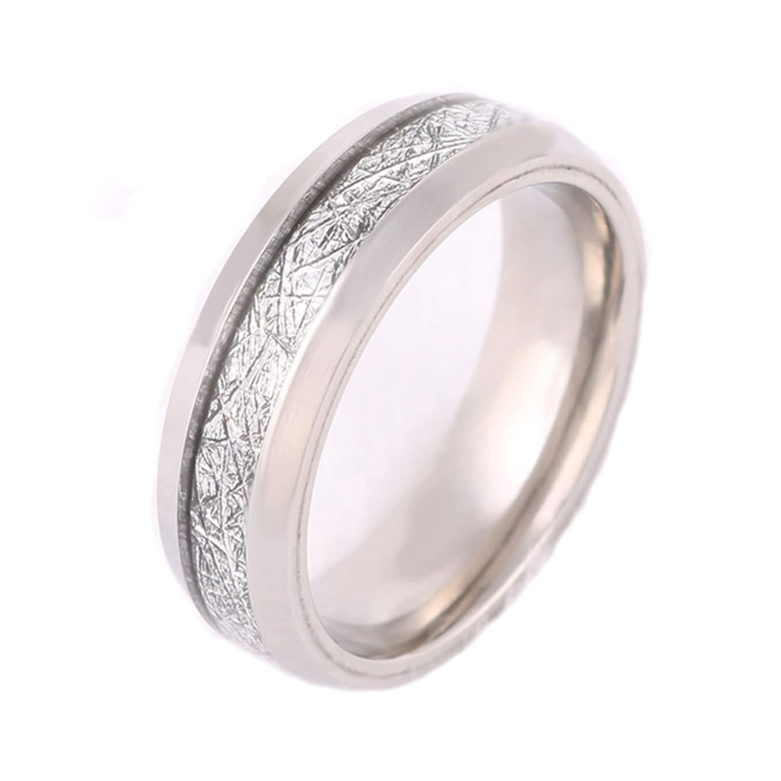 Anello Nuziale Uomo Fede Nuziale Anello di Fidanzamento Intarsio di Meteorite Anello Tungsteno Personalizzabile 6MM Anelli Tungsteno Argento Misura 12-31