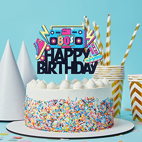 80'S Throwback Happy Birthday Cake Topper - Hip Hop Stars Totally 1980S Party Cake Supplies - 80'S Decade Throwback Party Decorations #TOP6