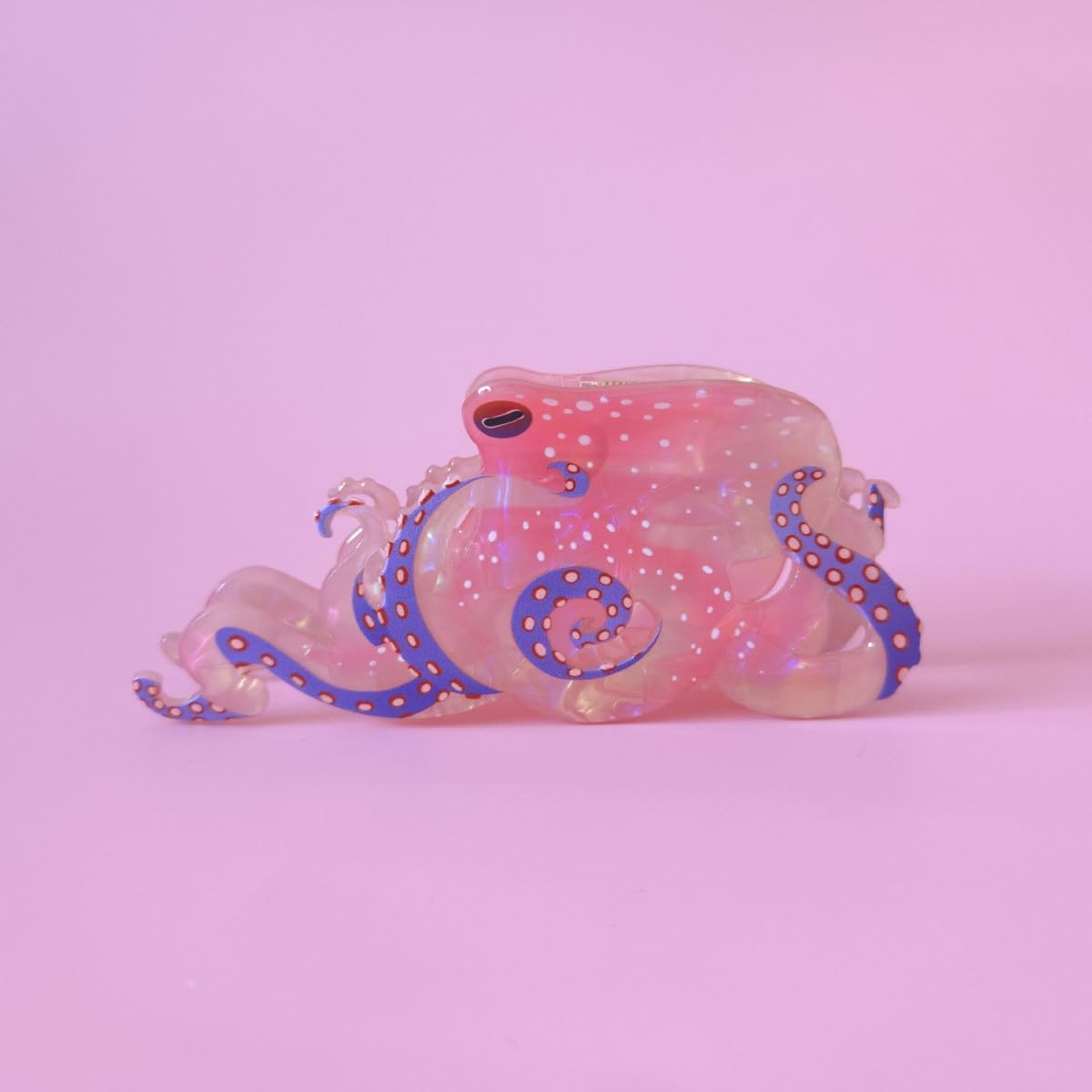 Pinzas de pelo de pulpo de fantasía, pinzas de acetato para el cabello, pinzas de garra de pulpo oceánico para mujer, color rosa claro