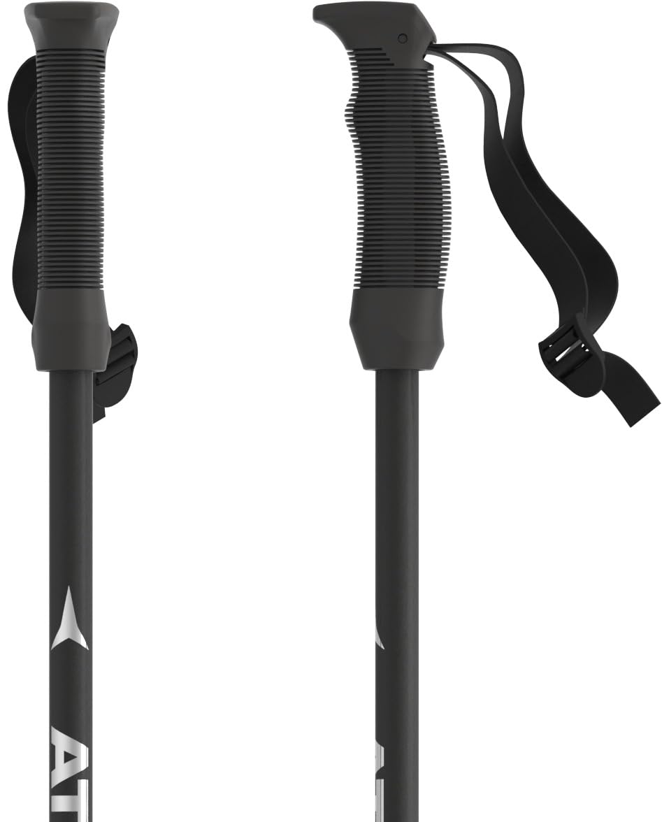 Atomic AMT Jr Bâtons de Ski télescopiques - Noir/argenté - Longueur 75-105 cm - 3 bâtons de Ski en Aluminium de qualité supérieure - Poignée Ergonomique JR sur Le bâton - Dragonne Essential - Bâtons