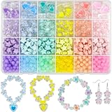 798Pcs Macaron Colors Acrylic Star Beads Hart Beads Flower Hair Beads Round Beads Pastel Beads Colorful Assorted Beads Cute Beads Aesthetic Beads Kawaii Beads for Bracelets Jewelry Making Hair Braids