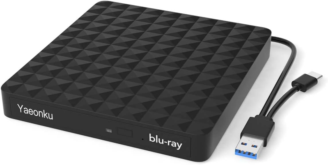 Yaeonku External Bluray Drive, USB 3.0 and TypeC Portable 3D Bluray DVD Burner