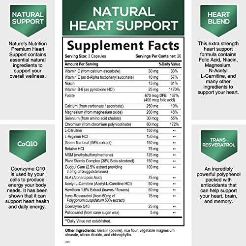 Nature'S Nutrition NNHEARTSUPPLEMENT Heart Supplements For Men & Women, 1650Mg For Heart Health Support With Coq10 thumb #1