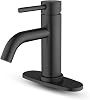 Black Bathroom Faucet with Optional Deck Plate 4 Inch Centerset Easy DIY Bathroom Sink Faucet Offers A Cleaner Look to Bathroom, RV, Farmhouse