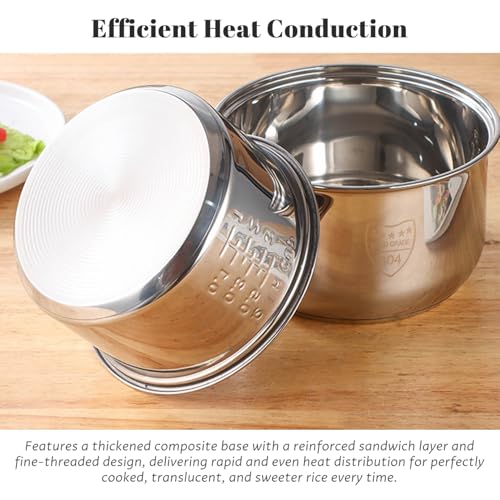 Rice Cooker Inner Pot, 3L Stainless Steel Replacement Pot with Scale Conduction Thick Dishwasher Safe for Home and Restaurant Use - Image 4