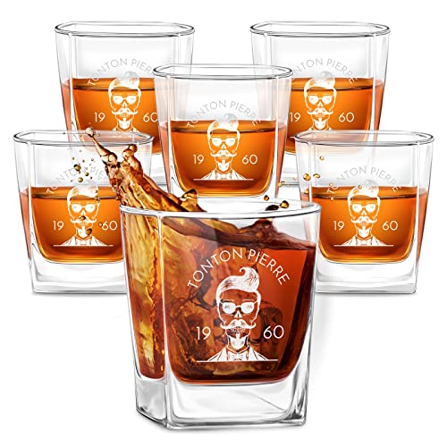 Maverton Ensemble de 6 Verres à whisky pour lui - Cadeau d’anniversaire - Verres classique pour connaisseurs de whisky - Cadeau personnalisé pour homme - Oncle