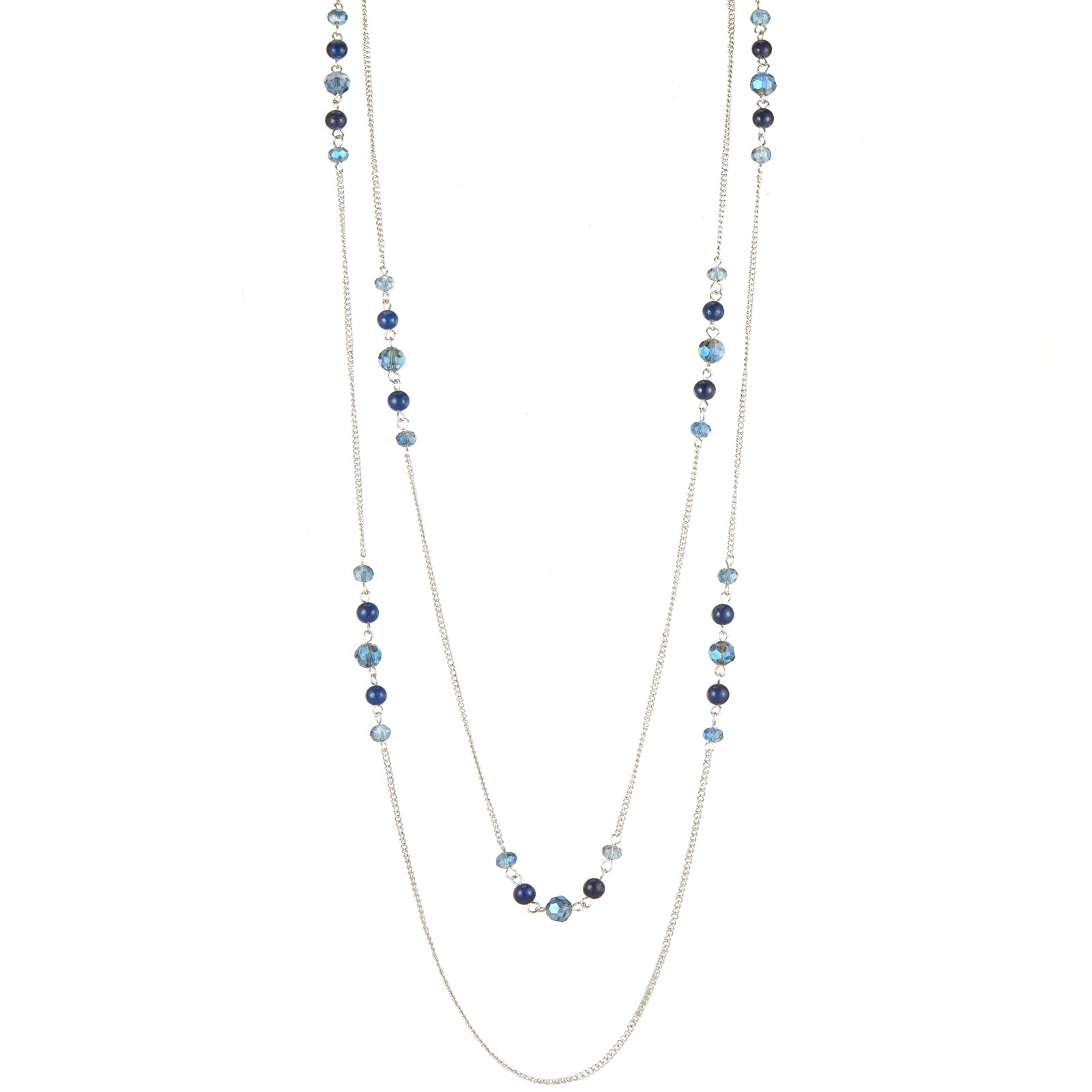 NoesslaLong Silver Necklace for Women Bohemian Layered Statement Costume Long Necklaces for Women Fashion Jewelry Mothers Day Gifts