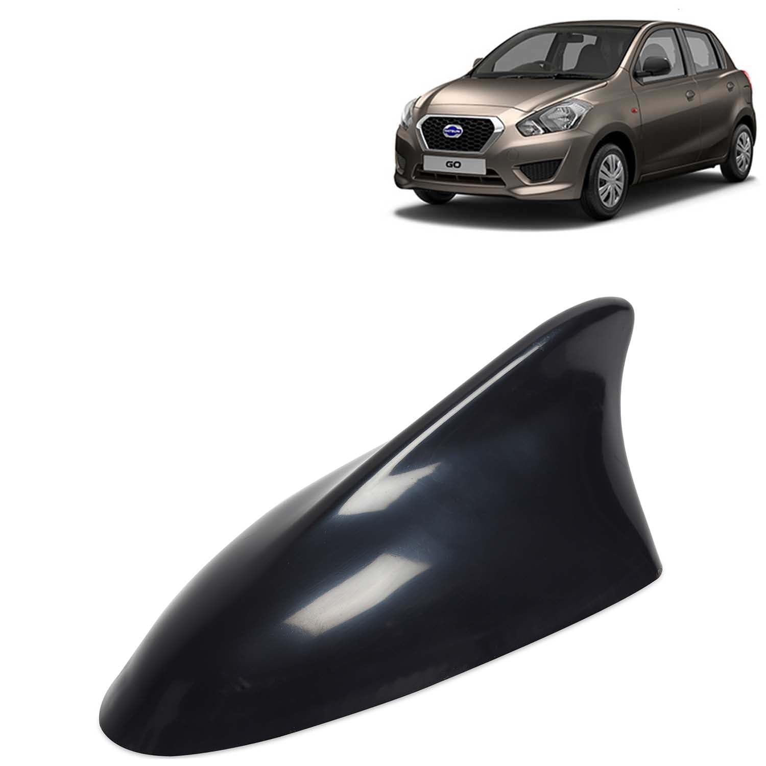 KINGSWAY Accessories Shark Fin Car Antenna Universal Size and Compatible with Datsun Go Year 2014 to 2020, Car Radio FM AM, DIY Easy Replacement Original Car Antenna, 1 Piece, Black Color