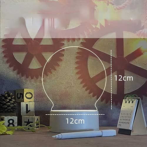 Creative Led Luminous Notepad Rewritable Message Board with LED Lights USB Power Night Light Whiteboard Children's Gifts Valentine's Day Creative Gifts (E)