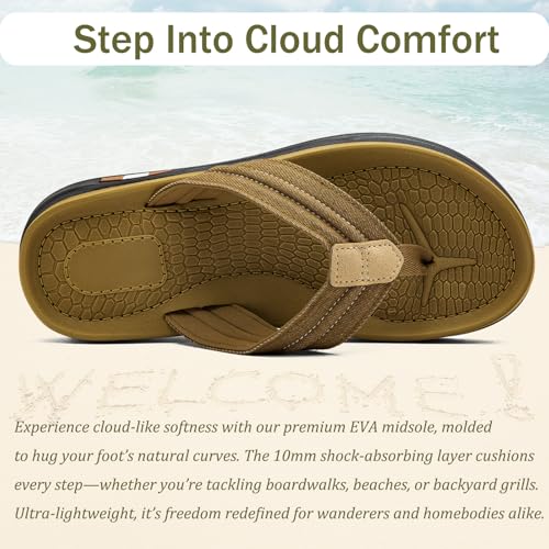 Image of Mens Flip Flops Thong Sandals Lightweight Comfortable Summer Beach Slides Soft Cushion Footbed Open Toe Slippers for Pool Showers Dorms Water Friendly Indoor and Outdoor