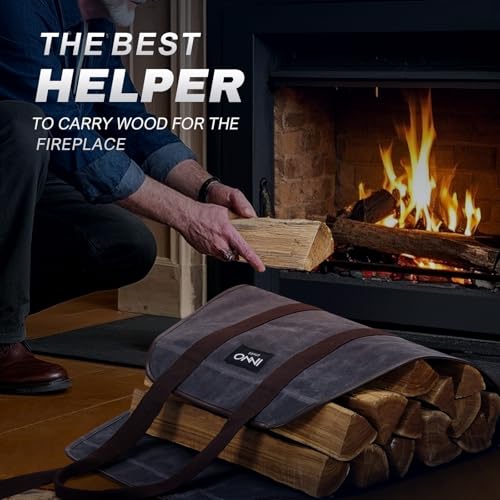 INNO STAGE Canvas Wood Carriers Log Tote Bag,40"X19" Firewood Holder,Fireplace Wood Stove Accessories