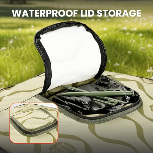 Image of Pop-Up Trash Bin with Removable Divider, Heavy Duty Bottom, Collapsible Storage for Camping, Laundry, Storage and Garden, Waterproof and Tear Resistance Material with Air Vent, Green