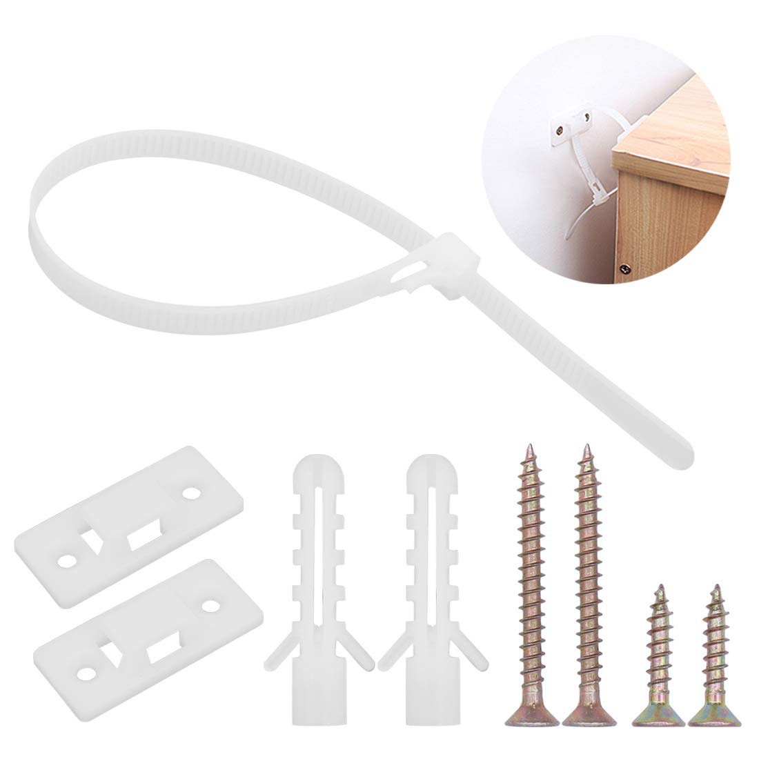 20 Pack Baby Furniture Straps, Baby Proofing Wall Anchor Anti Tip Earthquake Adjustable Furniture Anchor Straps for Child Pets Puppy Safety