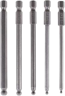 Mesee 5 PCS Metric Ball End Hex Head Screwdriver Bits Set, Magnetic Ball Head Allen Wrench Drill Bits,Impact Driver Allen Socket Bits 1/4 Inch Hex Shank,2.5mm 3mm 4mm 5mm 6mm,100mm Length