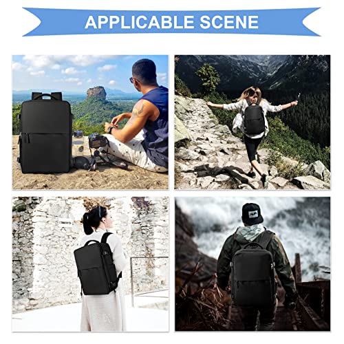 Image of coowoz Black Travel Backpack For Women Men Airline Approved,Carry On Backpack,Large Hiking Backpack Waterproof Outdoor Sports Rucksack Casual Daypack Fit 15.6 Inch Laptop Backpack College Backpack