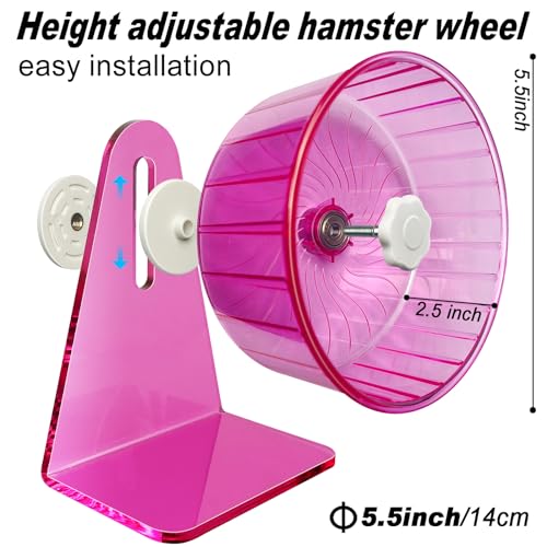Hamster Wheel,Silent Wheel,Super Silent Hamster Exercise Wheels,Silent Hamster Wheel,Adjustable Stand Hamsters Exercise Wheels,Quiet Rat Wheel (Φ 5.5 inch, Pink) - Image 3