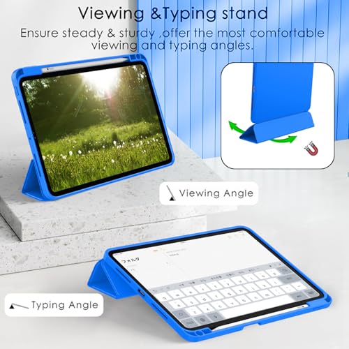 Image of ZryXal New iPad Pro 13 Inch Case (M5) 2025 / (M4) 2024 with Pencil Holder, Smart iPad Case [Support Pencil Pro and Pencil (USB-C)], Support Touch ID and Auto Wake /Sleep (Medium Blue)