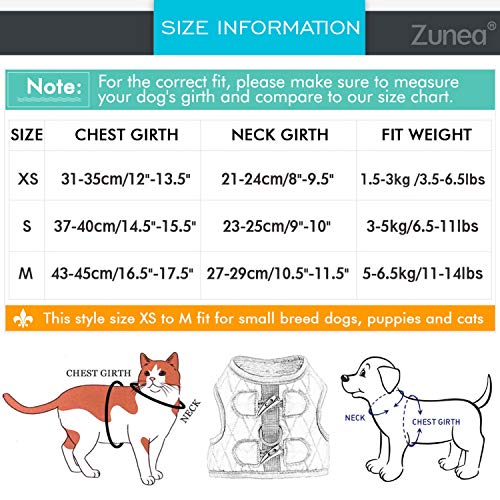 Zunea No Pull Small Dog Girl Harness Dress Escape Proof Cat Kitten Vest Harness Leash Set Step-In Soft Cotton Padded Polka Dot Jacket Chihuahua Puppy Clothes With Cute Bow For Walking Blue Xs #TOP5