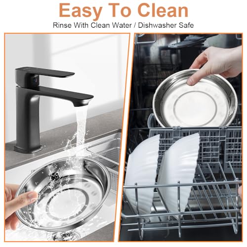 5 Stück Katzennäpfe aus Edelstahl, 15.5 cm Napf Fressnapf Futterschüssel, Flach und Breit, Katzennapf Edelstahl für Katzen Oder Kleine, Hund Futternapf, Teller Katze für Katzen und Kleine Hunde