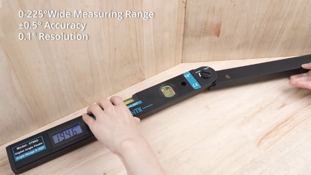 Buscador digital de ángulos 225° con pantalla LCD y nivel miniatura 7