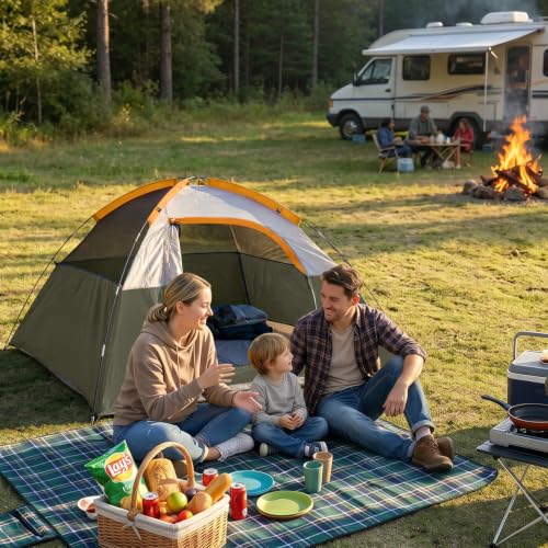 Image of CAMPROS CP 3 Person Tent, Dome Tents for Camping with Rainfly, Waterproof Camping Tent Easy Set Up, Portable Family Tent with Large Mesh Window & Carry Bag for Outdoor Hiking