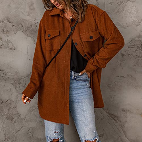 Womens Corduroy Jacket Oversized Button Down Boyfriend Shirt Casual Long Sleeve Fall Jackets Tops with Pockets2