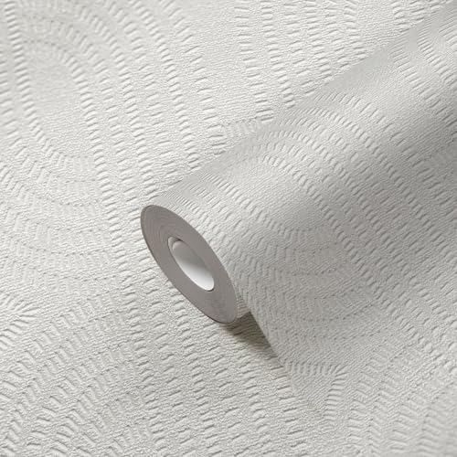 Papier peint intissé avec effet 3D blanc et gris moderne - 6