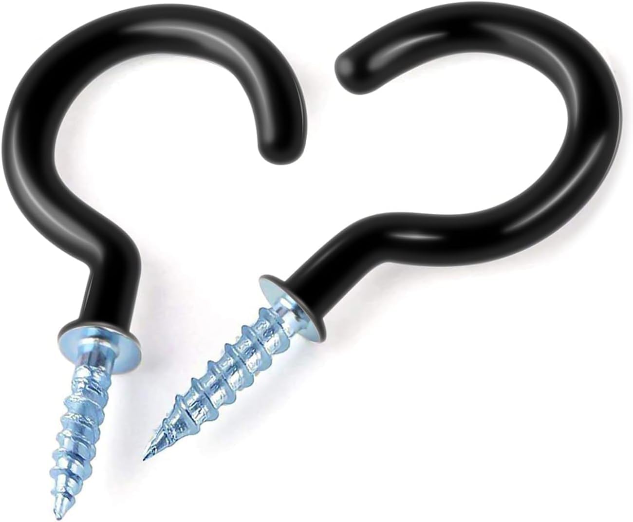WITTIES Black Cup Hooks 32mm Screw in Ceiling Hooks 3/4 Inch Plastic Coated Multipurpose Party Hanging Hooks Heavy Duty Metal Mug Hooks for Kitchen Utensils Jewellery Keys Plants (32, Black)