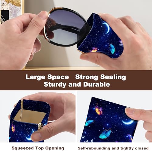 Image of Anikathy 2Pcs Sunglass Eyeglass Glasses Case Soft PU Leather with Cleaning Cloth Cute Glasses Pouch Bag for Men Women Girs