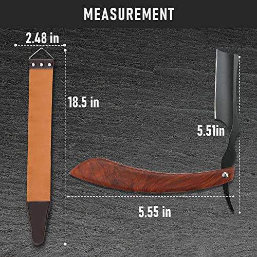 Straight Razor With Strope - Professional Straight Edge Barber Razor Premium Stainless Steel Shaver Razor With Shaving Strop For Men Home & Salon Grooming Using (No.152) #TOP4