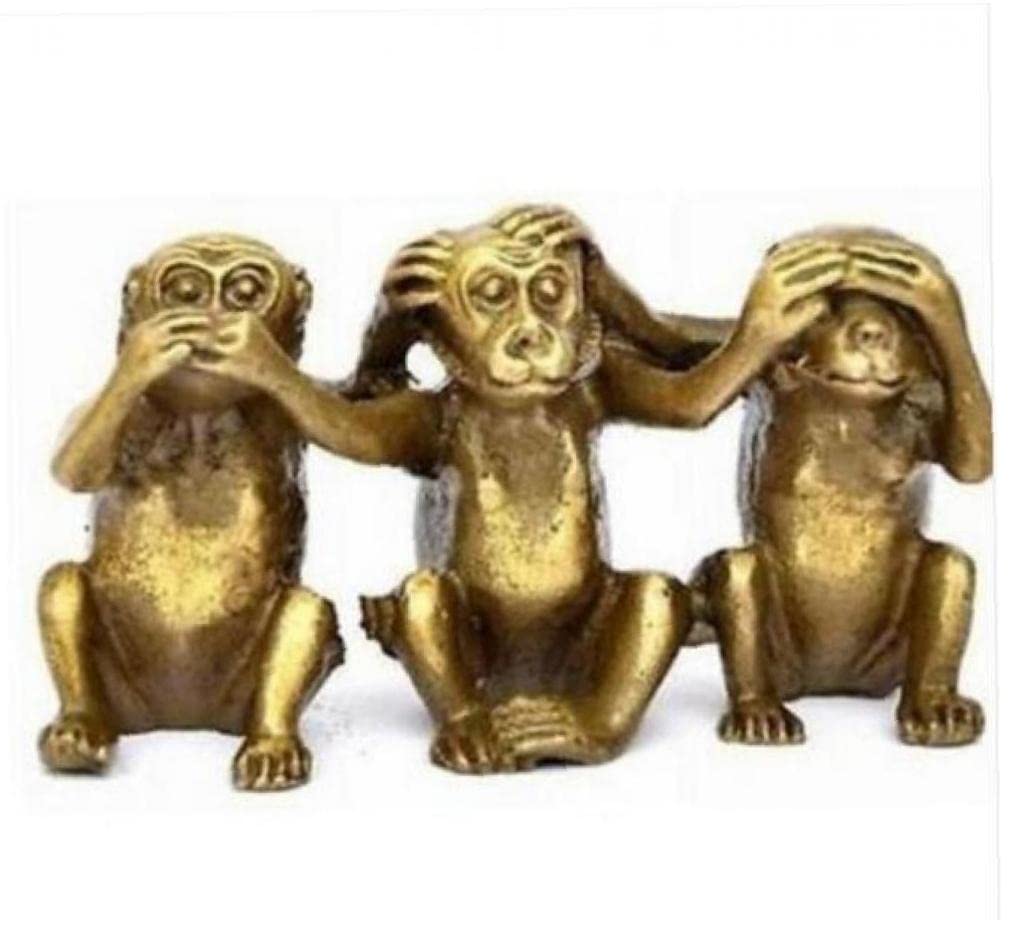 Copper Statue Three Wise Monkeys Hear See Speak No Evil 3 Monkey Random Style