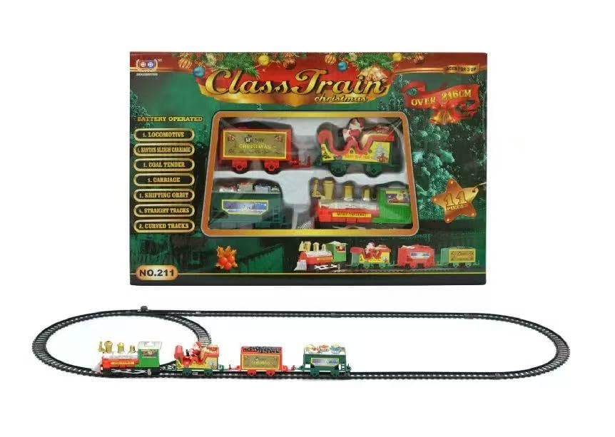 ARBUTUS Juego de Juguetes de Tren de Navidad eléctrico con Sonido Ligero, Juego de vías de Tren, vías ferroviarias DIY, Juguetes educativos para niños, Regalos de Fiesta de Navidad.