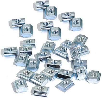 100pcs 20 Series T Sliding Nuts Hammer Nut Block Square Nuts M5 T Nuts for 2020 Aluminum Profiles T Slot 6mm (m5)