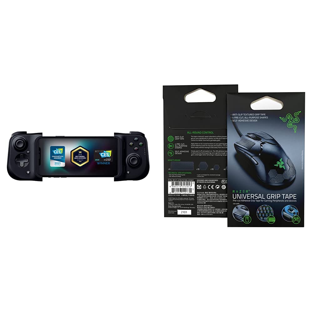 Razer Kishi Mobile Game Controller / Gamepad for iPhone iOS + Universal Grip Tape Bundle