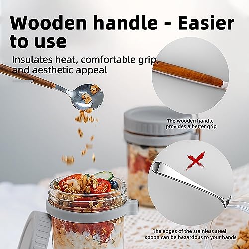 Image of Zephorus Oat Container with Lid and Spoon Jar Set Large Airtight Oatmeal Container with Measure Marks Cereal, Milk, Vegetable and Fruit Salad Storage Containers Leak proof (350Ml, Multi color,1Pcs)
