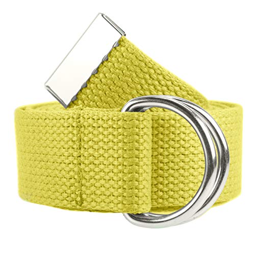 Gelante Canvas Web D Ring Belt Silver Buckle Military Style For Men & Women 1 Or 3 Pcs 2052-Yellow (S/M) #TOP1