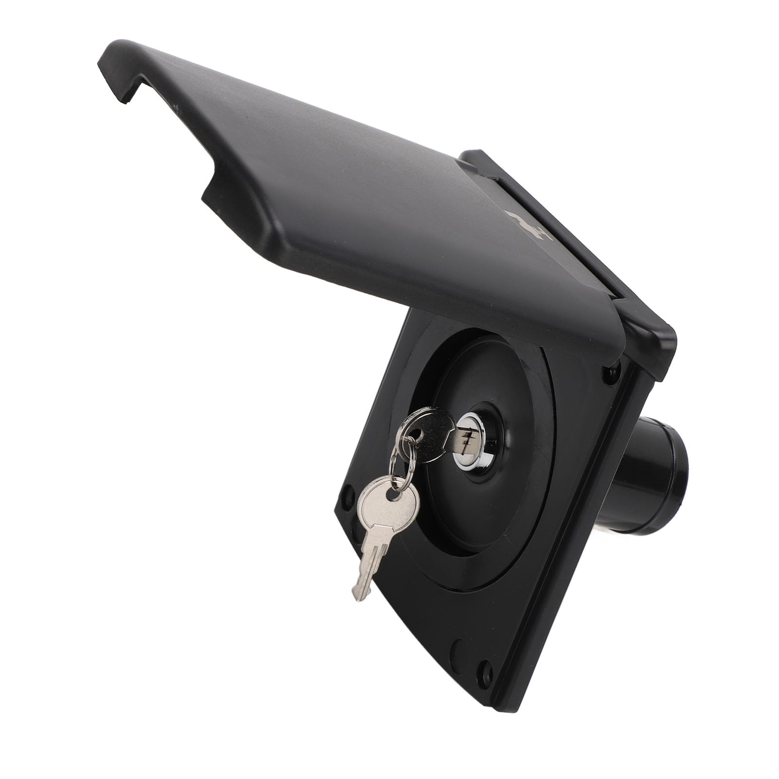 Interreno de Llenado de Agua RV, Escotilla de Llenado de Agua con Cubierta Magnética y Cerradura, 5.2x5.7in, Negro, Conexión de Agua para Botes de Autocaravana, Material de ABS,