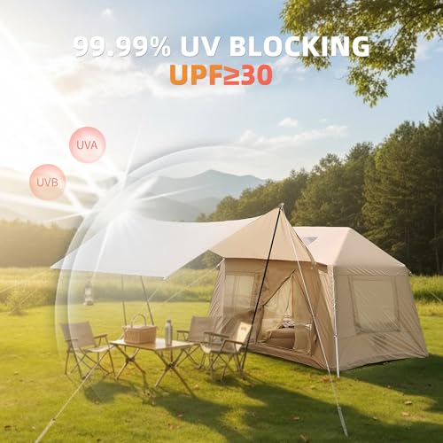 Carpa Inflable para Camping 4 Estaciones 8.5x7.2FT Beige miniatura 2