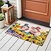 Xibuciein Independence Day Felt Area Rug with Dotted Non-Slip Backing, U.S. Flag Themed Farm Pig Rustic Farmhouse Sunflower Natural Floor Mat for Living Room Bedroom Office, 60x90cm, Rectangle