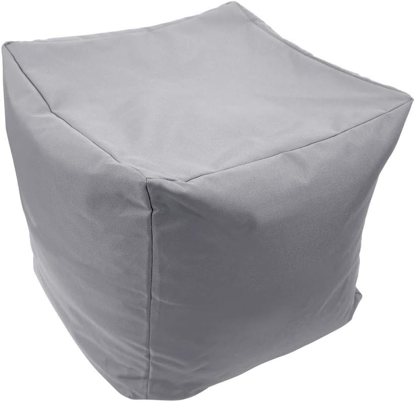 Beanbag Cube Footstool Bean Bag Water Resistant Pouffe For Outdoors Or Indoors Garden Beanbags 40D x 40W x 40H (Silver)