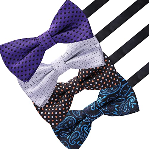 Image of AUSKY 8 PACKS Elegant Adjustable Pre-tied Bow Ties for Men Boys (1&4&5&6&8 Pack for option)