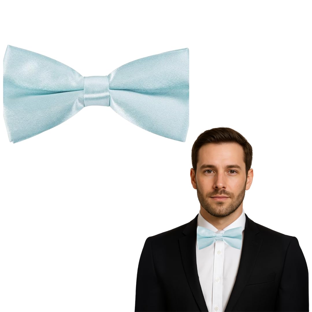 The Tie Company Men's Baby Blue The Tie Co™ Adjustable Clip On Bow Ties, Clip On Pre-Tied Bow Tie For Wedding Party (Baby Blue)