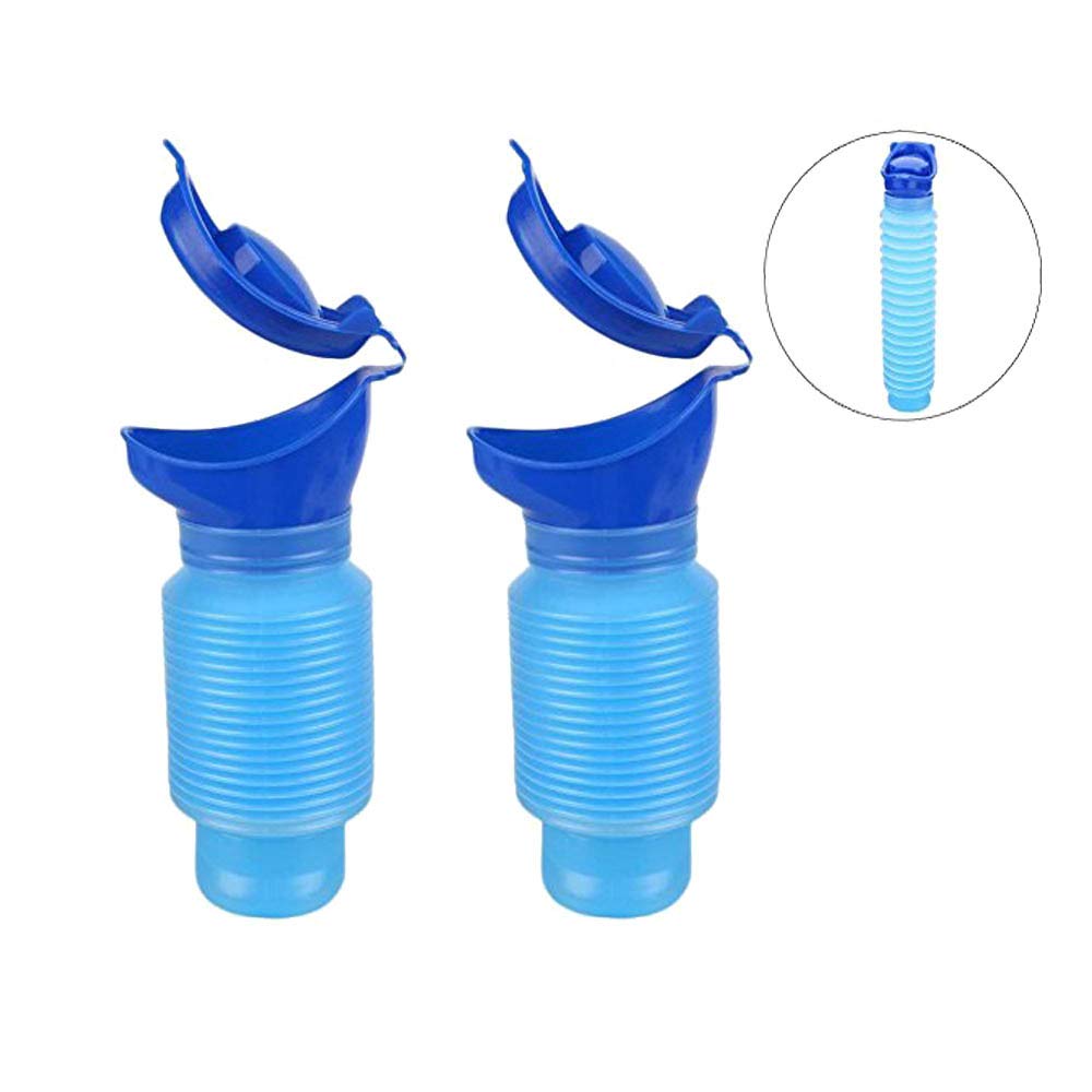 ICYANG2 Pieces Male & Female Portable Collapsible Emergency Urinal, Travel Driving Outdoor Camping Car Toilet Pee Bottle for Kids Older, 750ml