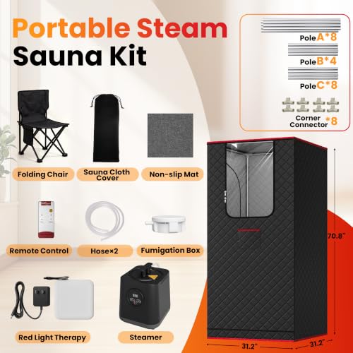 Manastin Portable Steam Infrared Sauna with Red Light - Image 4